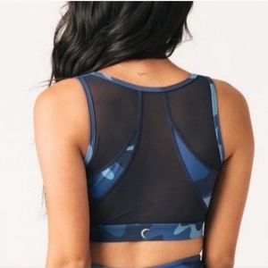 Zyia Active "Light and Tight" Blue Camo Sports Bra XS